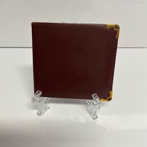 Vintage Cartier Brown/Wine Leather Men’s Wallet with Gold Accents